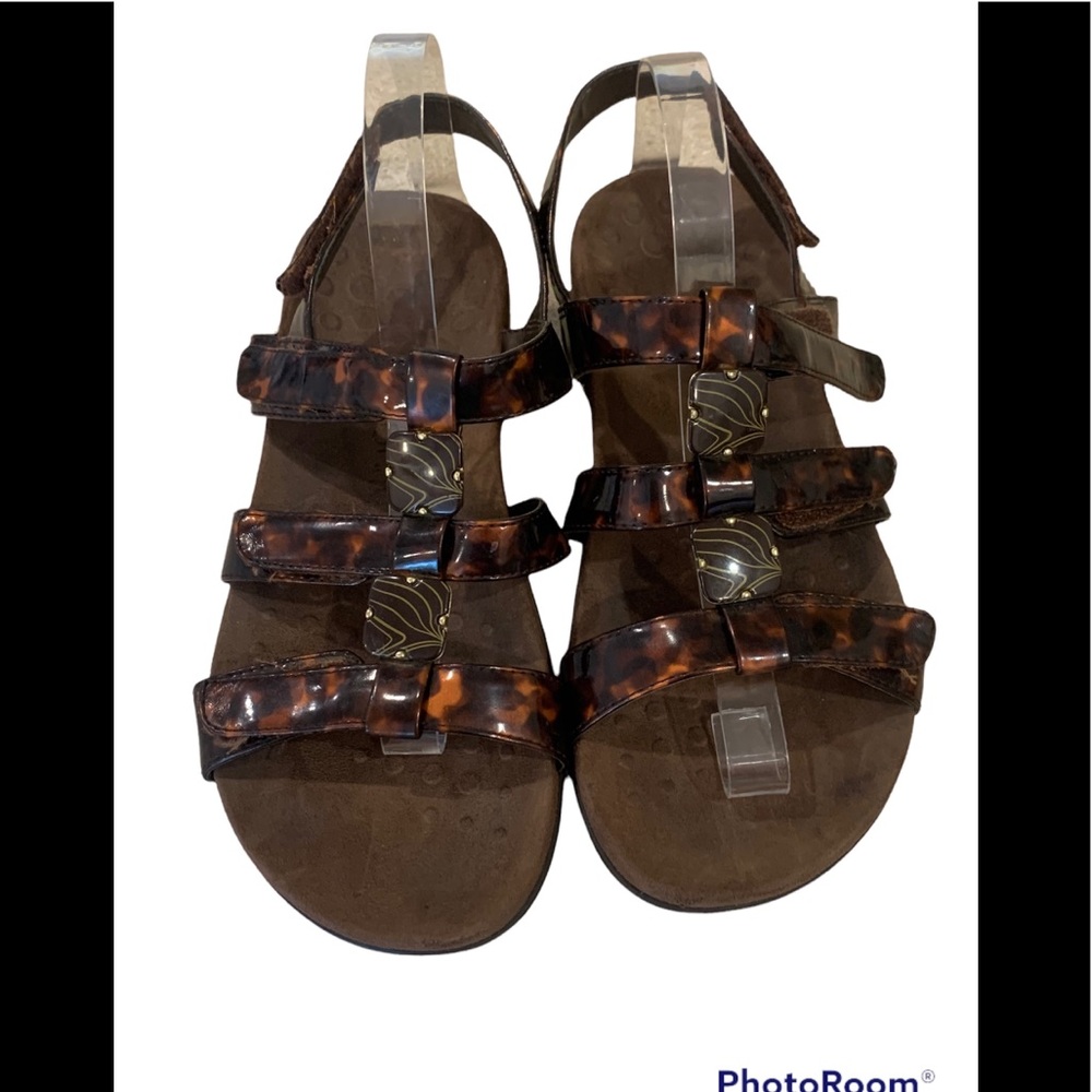 Vionic Tortoise shell leather comfort sandals size 8 wide